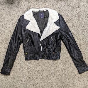 Brown faux leather/fur jacket